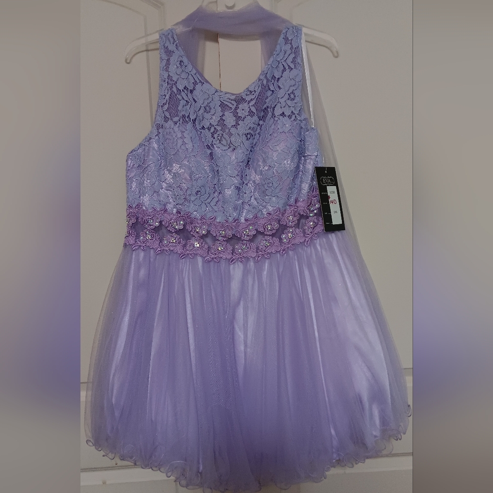 Elegant Lavender Lace Mini Dress